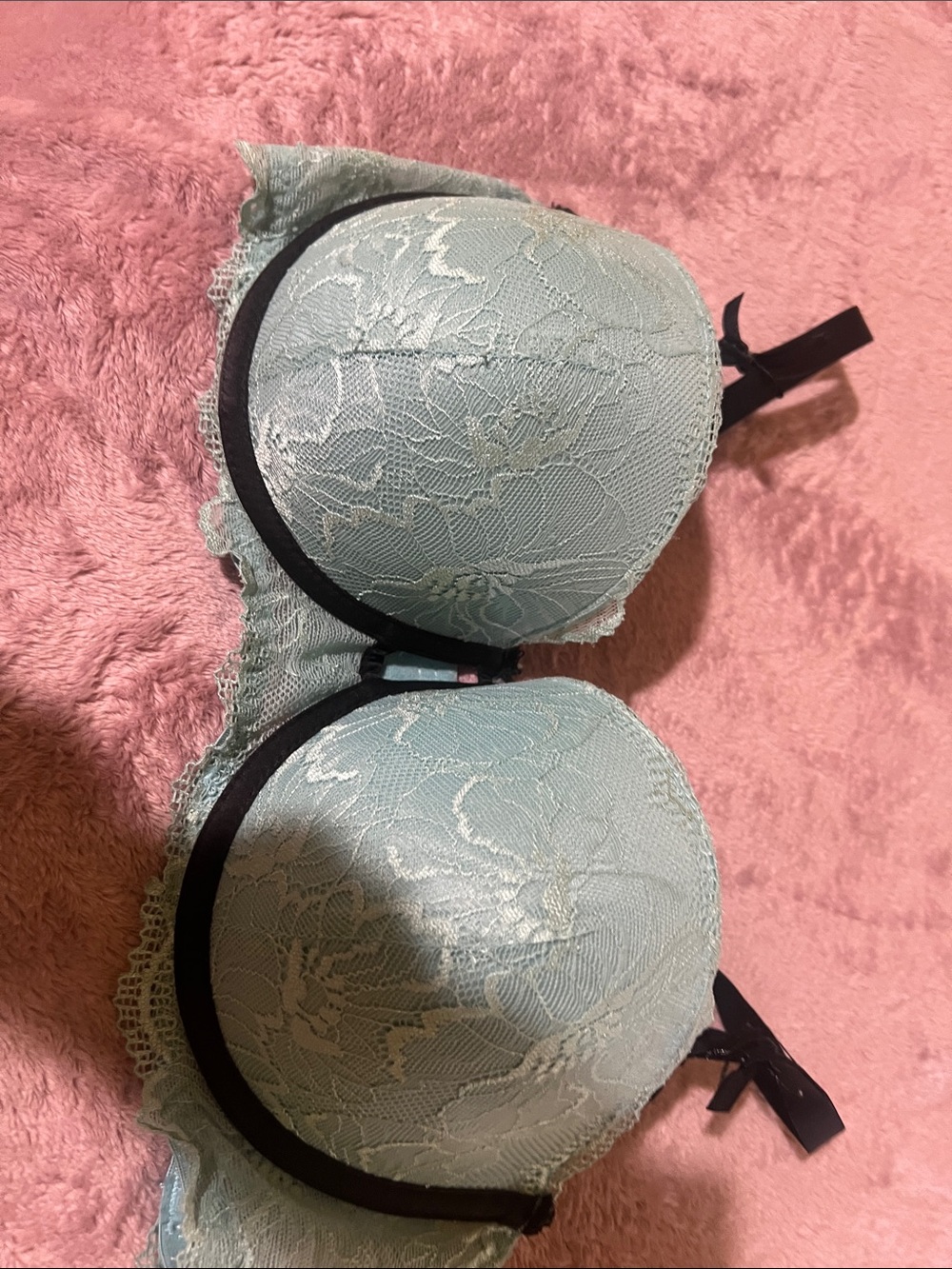 Jaclyn Smith Mint Lace Bra with Black Trim